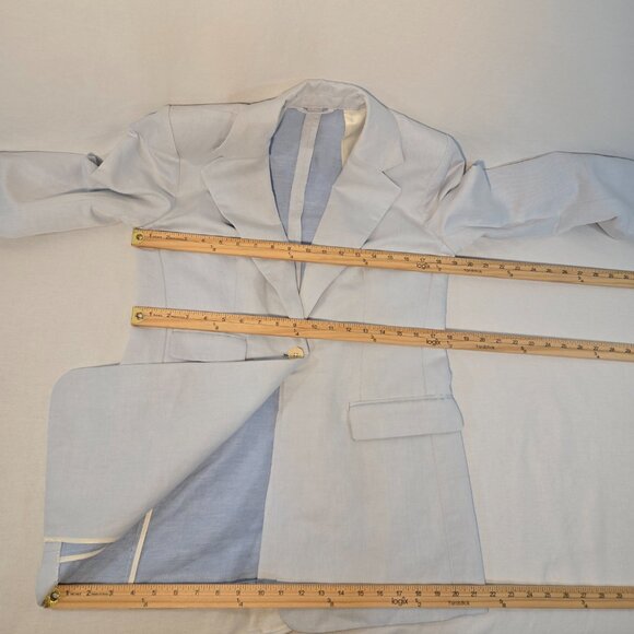BANANA REPUBLIC Office Sirencore Light Blue Linen Long & Lean Blazer Size 10. - Picture 15 of 16